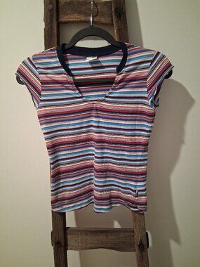 Vintage 2000s Tommy Jeans Women's Baby Tee Embroidered Logo Size Small Petite